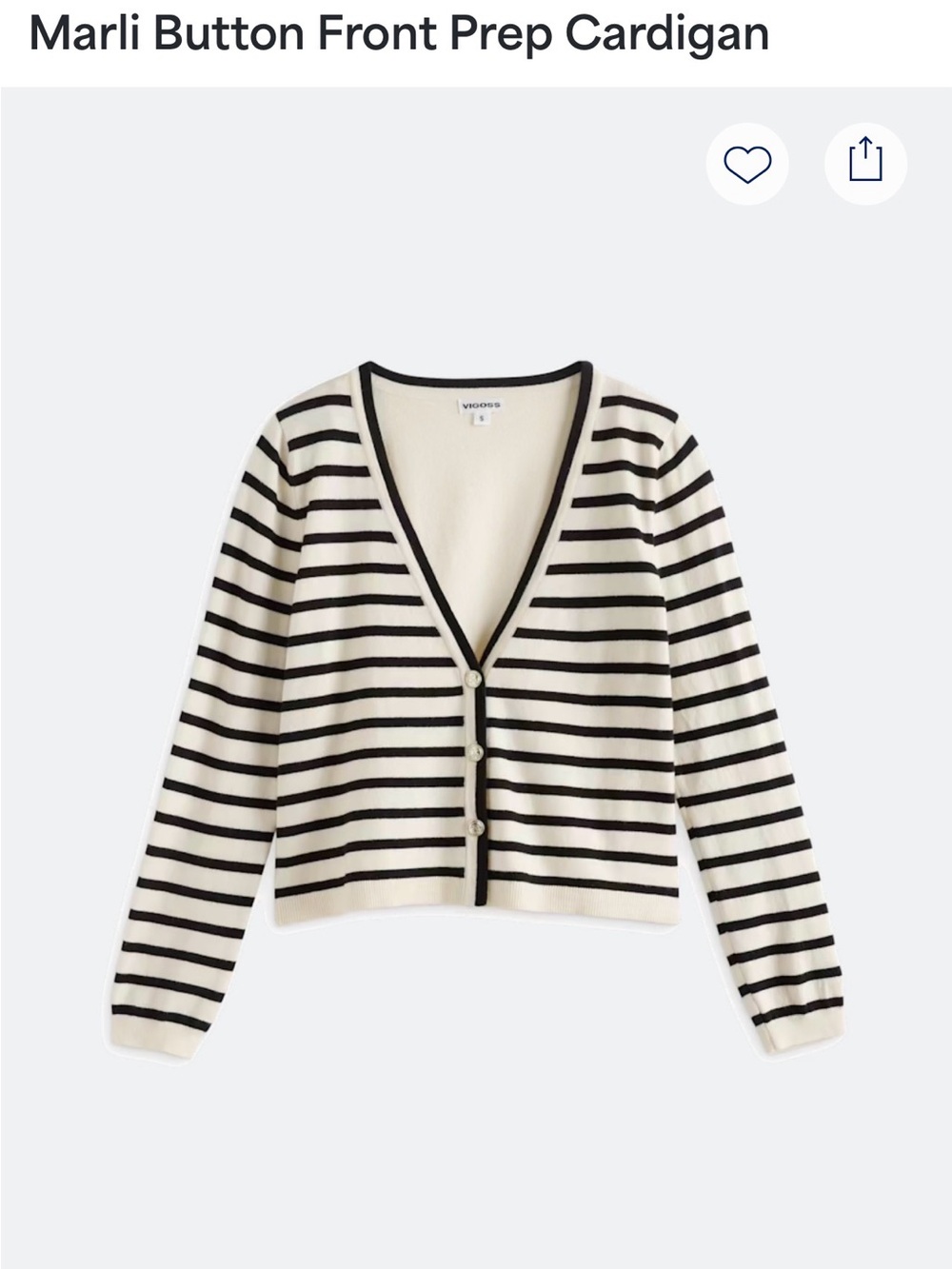 Vigoss Marli button front prep cardigan